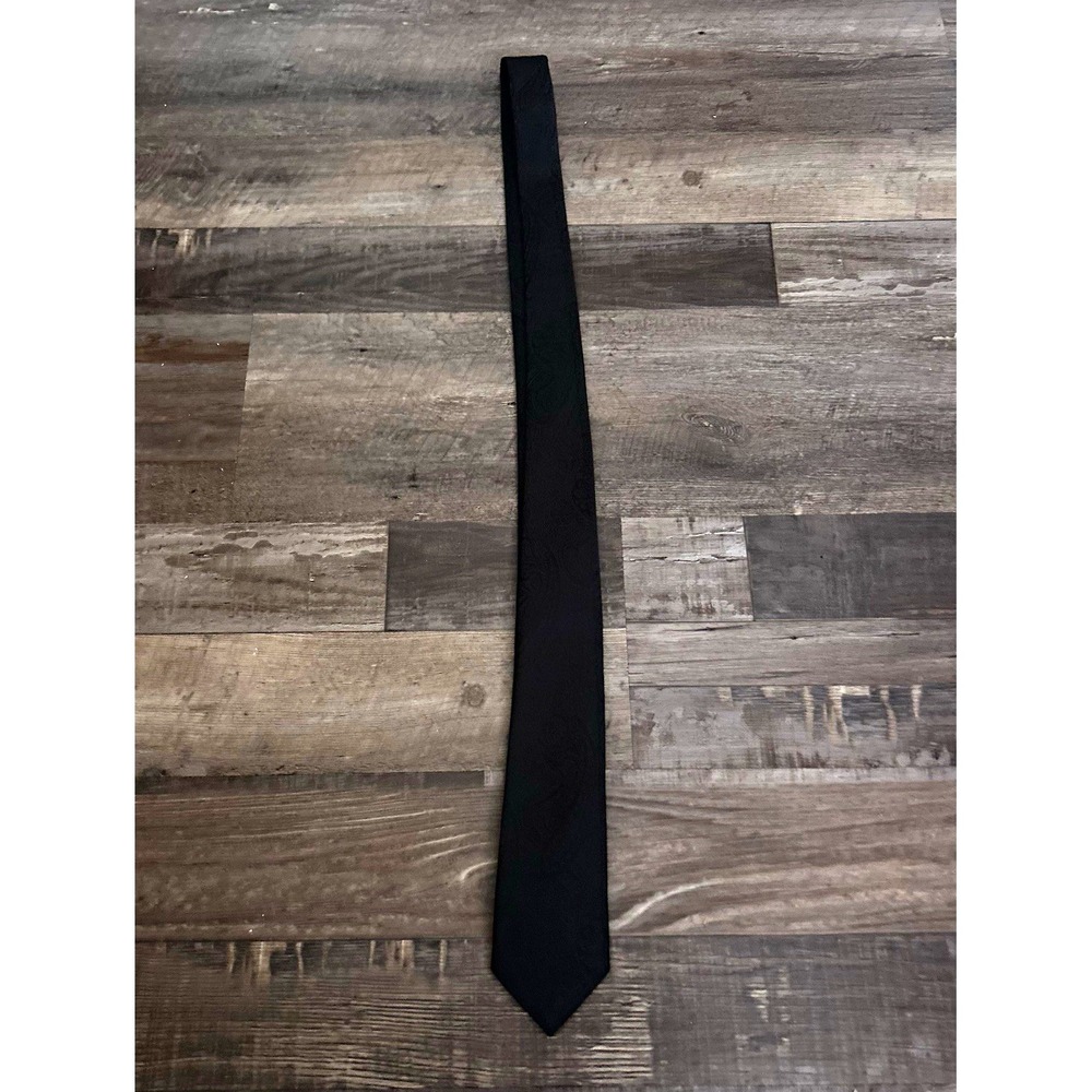 Pierre Cardin Men's Black Solid Woven Silk Neck Tie Classic Style